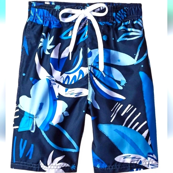 Boys  Surf Shorts Swim Trunks L (14/16) blue pattern design - Picture 1 of 7